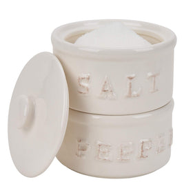 Rissetree vintage ceramic salt and pepper set on countertop for organized storage.