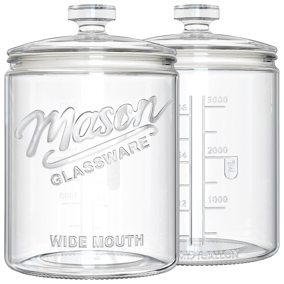 Ritayedet 1 gallon glass jar set on a shelf, showing ample storage capacity.