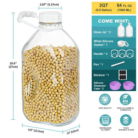 Ritayedet 2qt glass water bottle with two scale lines for quick measuring.