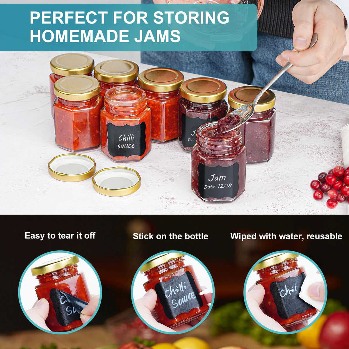 Ritayedet 3-4 oz glass canning jar with lid stores spices