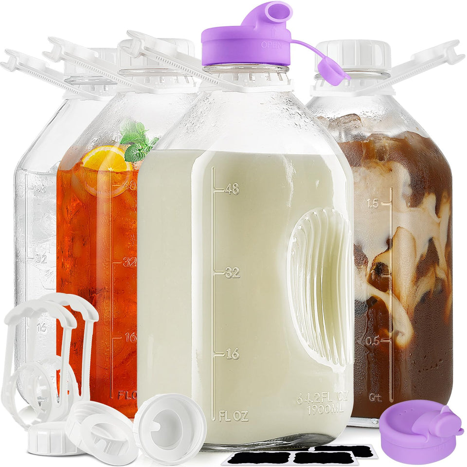 Ritayedet 64 oz glass bottle with silicone spout for mess-free pouring