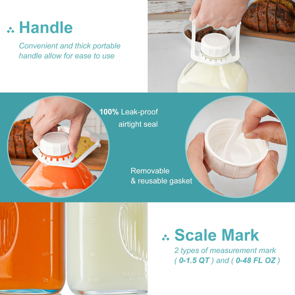 Ritayedet glass bottle with sturdy handle for secure grip