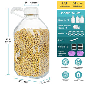 Ritayedet 2qt glass water bottle shows two precise scale lines for measurement.