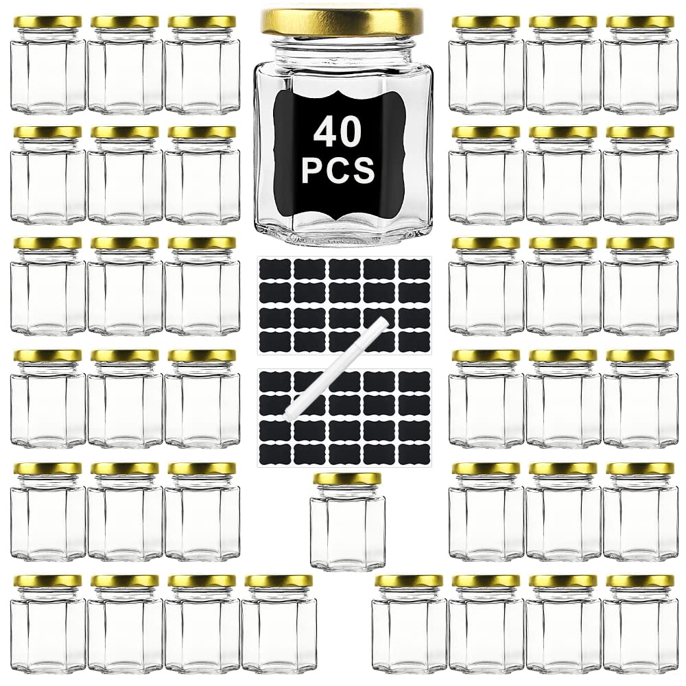 Ritayedet hexagonal honey jar with lid, ideal for elegant wedding favors