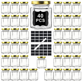 Ritayedet hexagonal honey jar with lid, ideal for elegant wedding favors