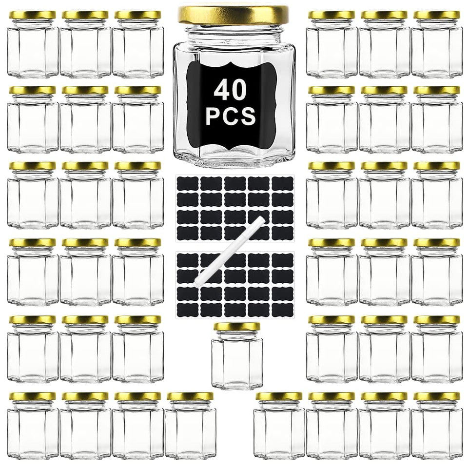 Ritayedet hexagonal honey jar with lid, ideal for elegant wedding favors