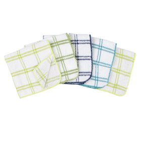 Ritz five pack of check kitchen towels in blue green hues.
