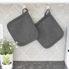 RITZ Royale pot holder graphite close-up stitching emphasizes durable construction and color consistency.