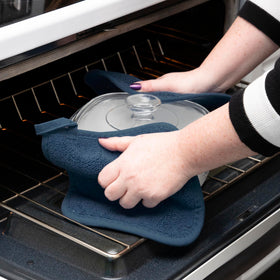 RITZ Royale Terry potholder in midnight adds color variety to your kitchen decor.