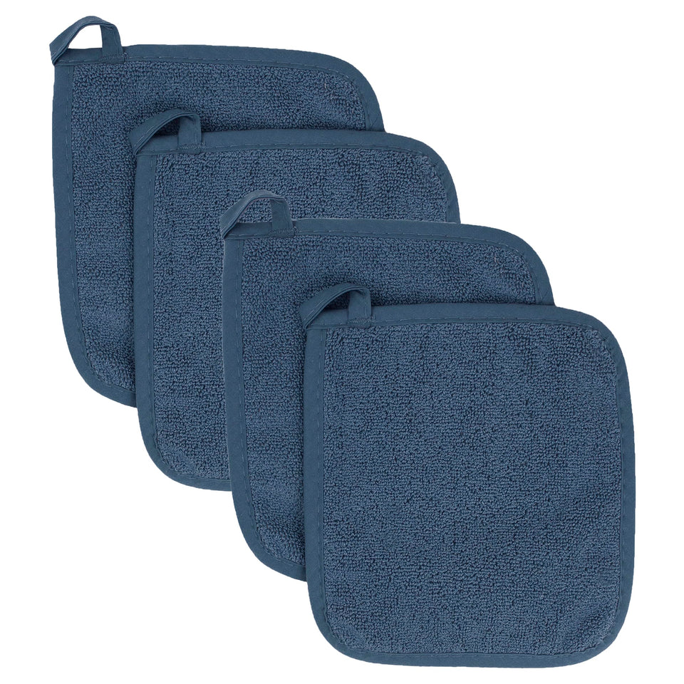 RITZ Royale Terry potholder in midnight offers heat resistance for safe oven lifting.