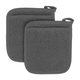 RITZ Terry Pocket Mitt graphite front view showcasing ergonomic grip for safe oven removal.