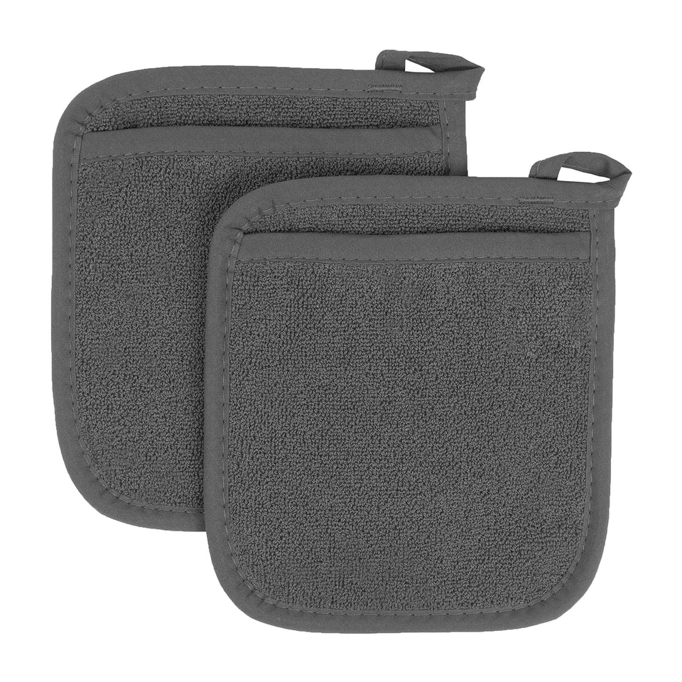 RITZ Terry Pocket Mitt graphite front view showcasing ergonomic grip for safe oven removal.