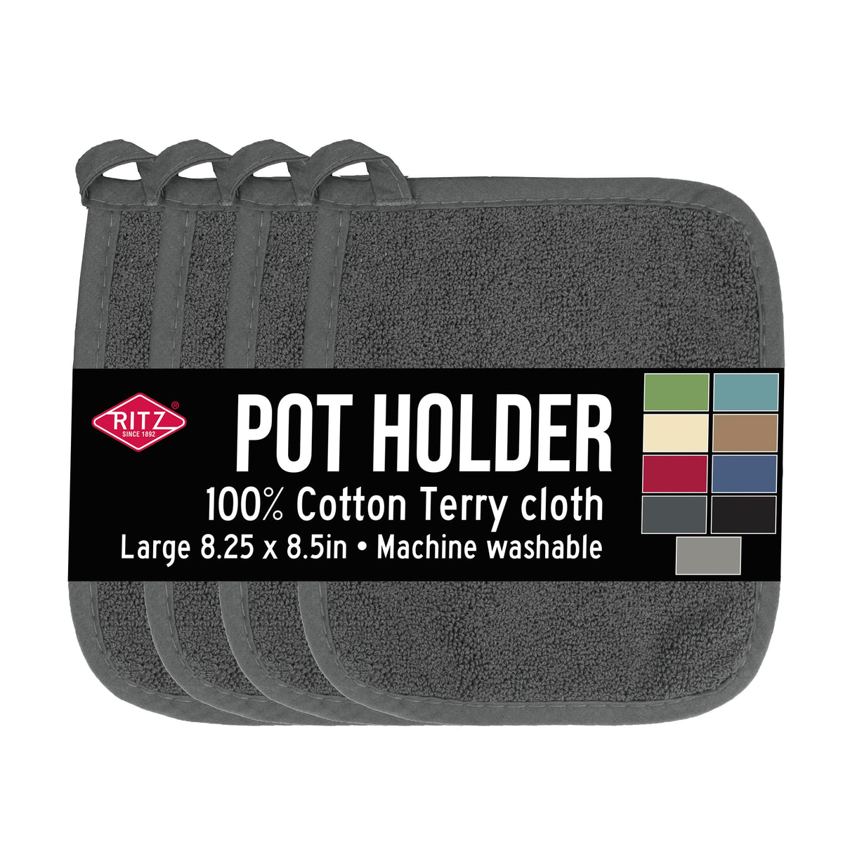 RITZ Terry Potholder heat protection keeping hands safe while lifting hot pots.