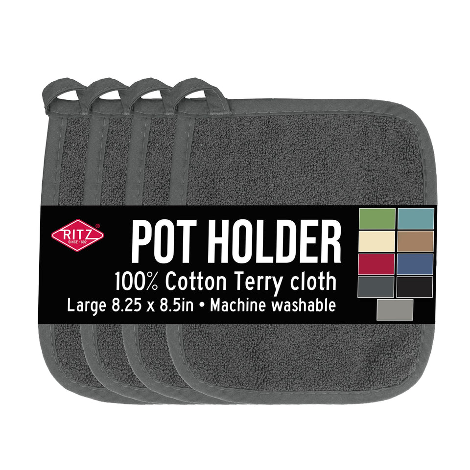 RITZ Terry Potholder heat protection keeping hands safe while lifting hot pots.
