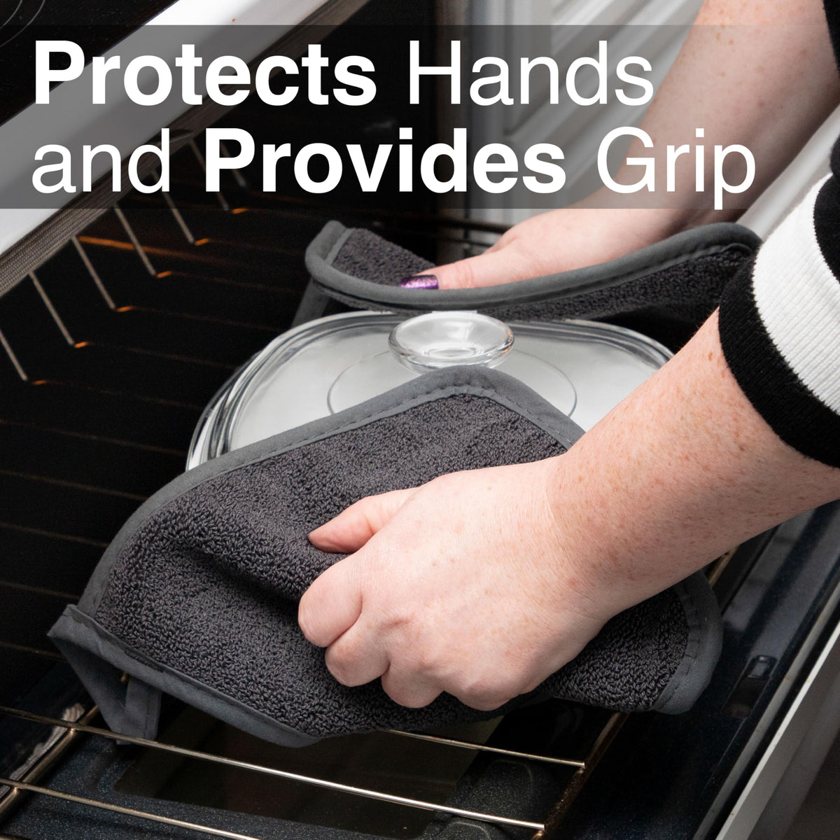 Ritz Terry potholder machine washable for quick cleanup after cooking.