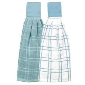 Ritz tie towel solid dew hanging on an oven bar for quick-access drying