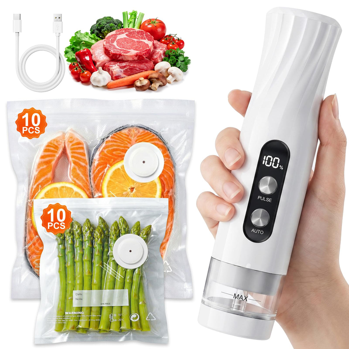 RIWUSI portable vacuum sealer with visible water tank enables moisture monitoring during sealing