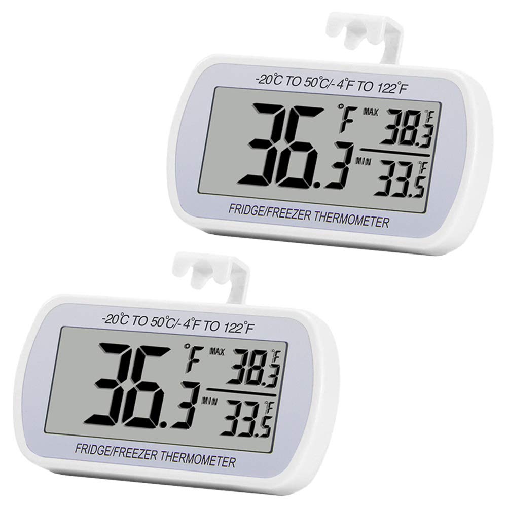 RIY digital refrigerator thermometer 2-pack with large display for easy temp checks