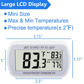 RIY fridge thermometer IPX3 waterproof design for durable kitchen use