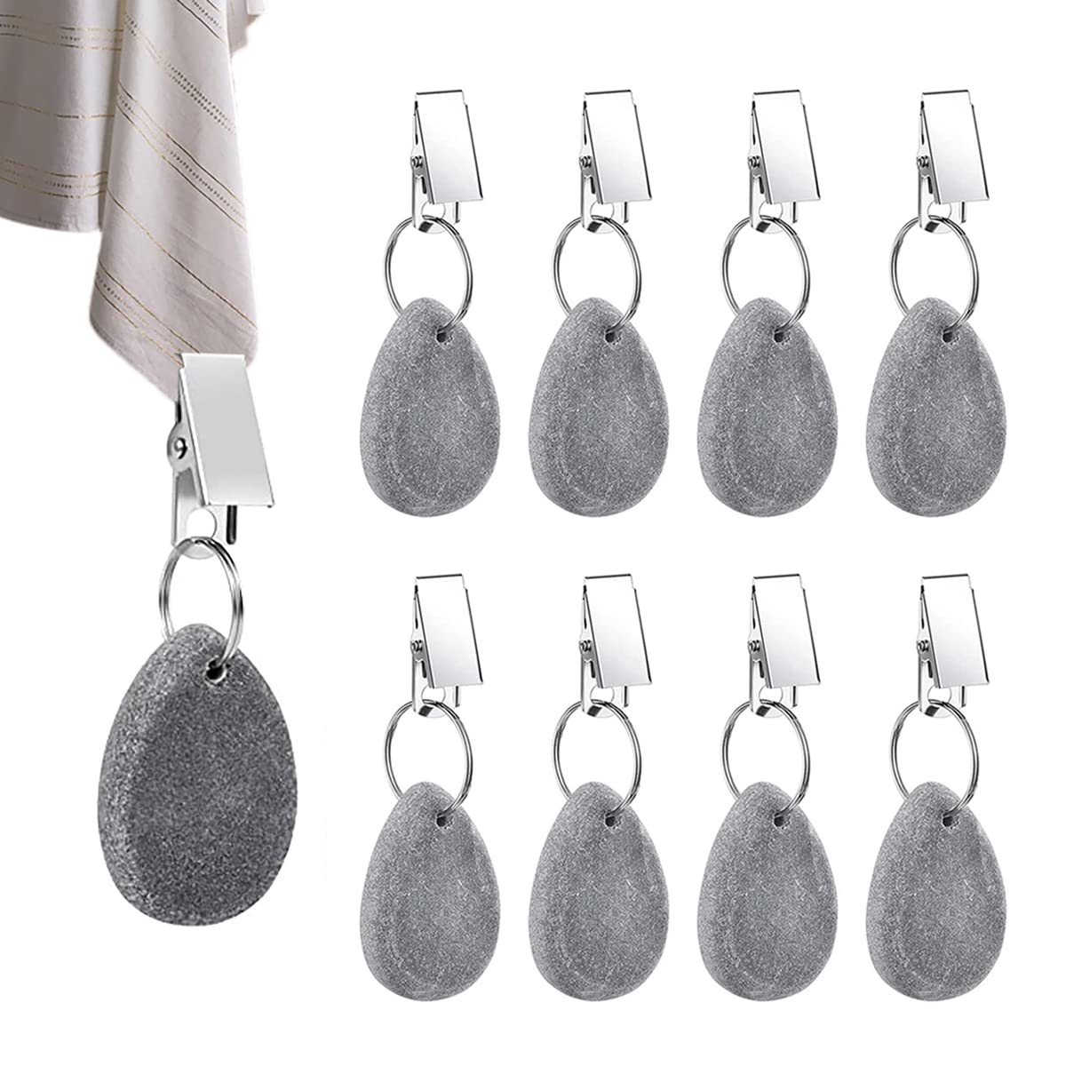 RJUN drop-grey tablecloth weight closeup showing marble texture for secure stabilization