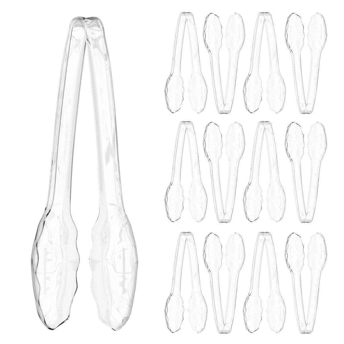 R-kay 12-pack large plastic serving tongs for buffet setups, durable for daily use.