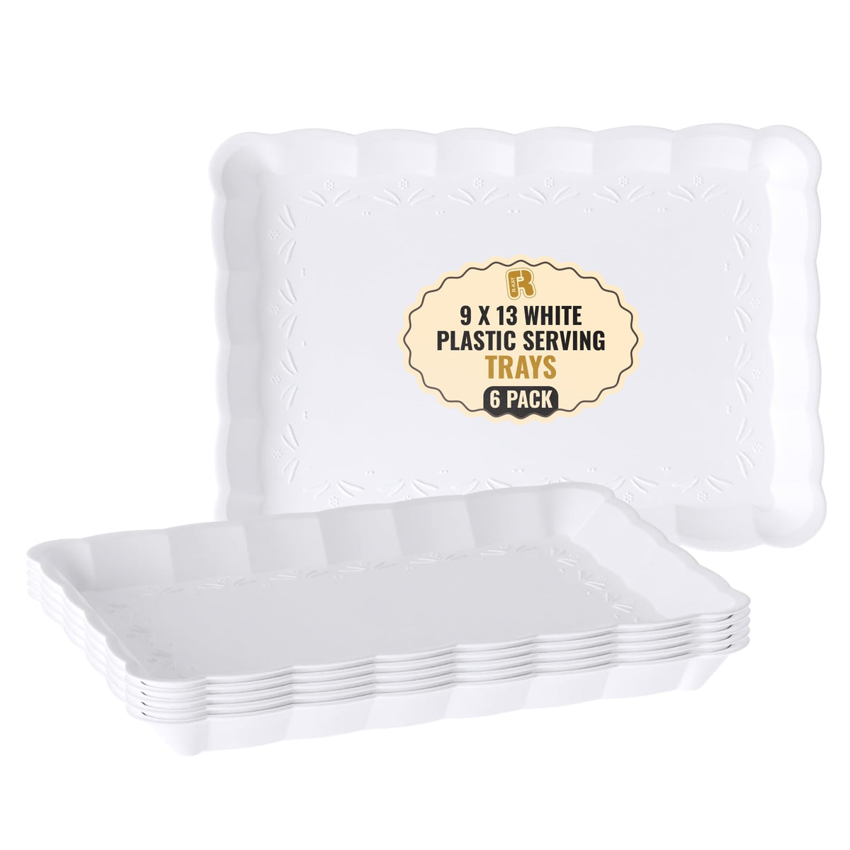 R-KAY 6-pack white serving trays 9x13 set for easy entertaining