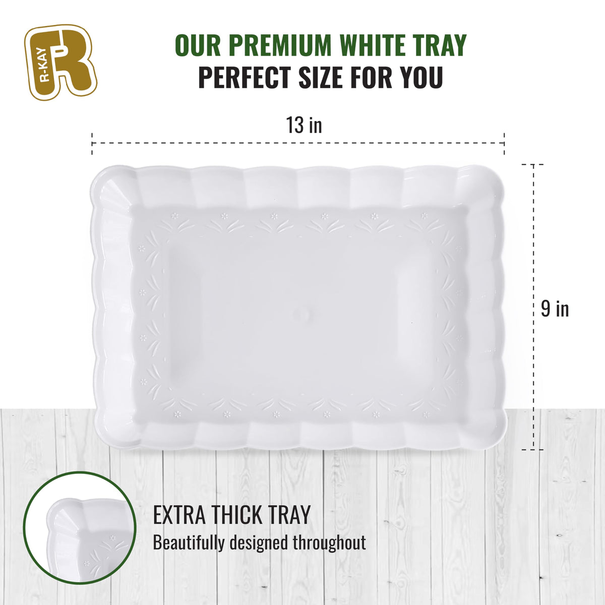 R-KAY disposable white trays pack for quick cleanup after events