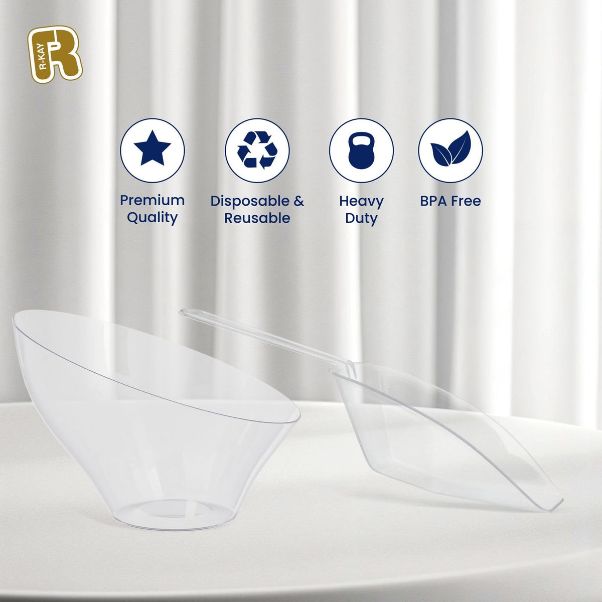 R-kay heavy-duty bowls withstand frequent use while maintaining clarity.