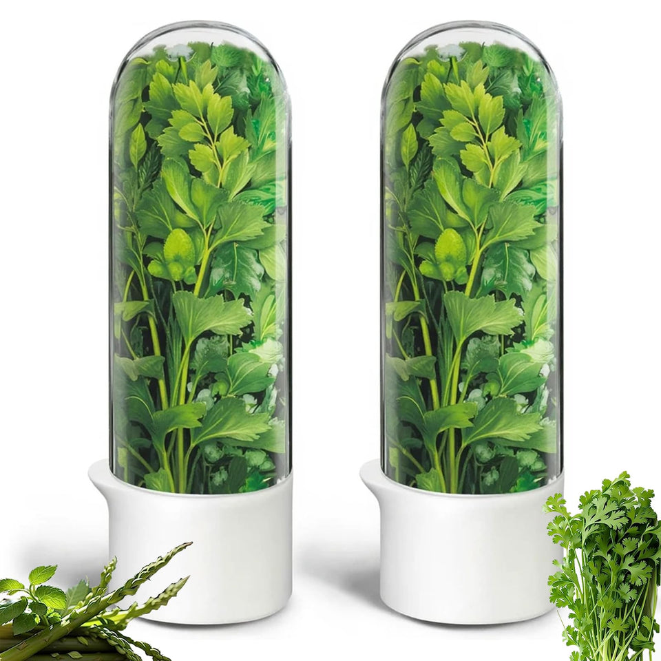 Rkssws Herb Saver base with herbs keeps greens hydrated in the fridge