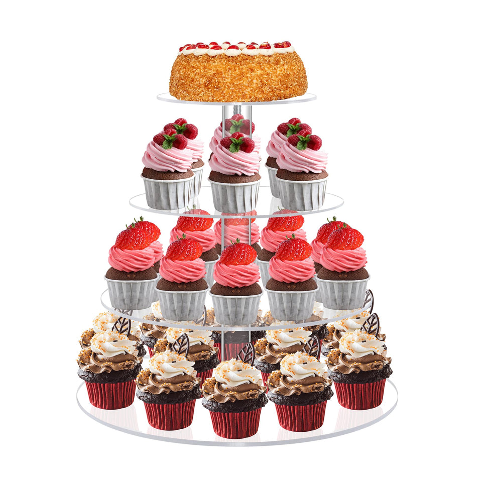 RLHDIS 4-tier cupcake stand top view for stable, eye-catching dessert displays.