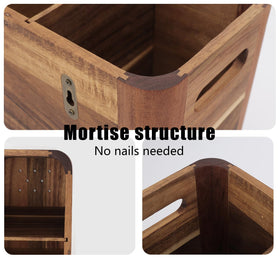 RMCOKGX acacia wood organizer on kitchen counter showing spacious storage