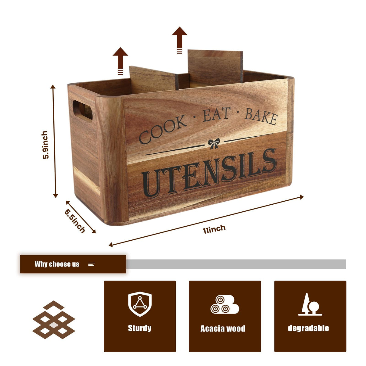 RMCOKGX three-compartment utensil holder keeps spatulas and spoons within easy reach.
