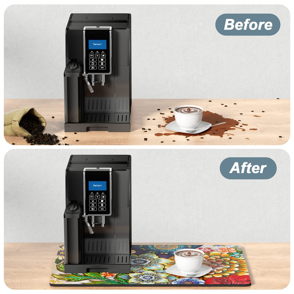 Rnivvi mat serves as a drying pad for cups, utensils, and small appliances.