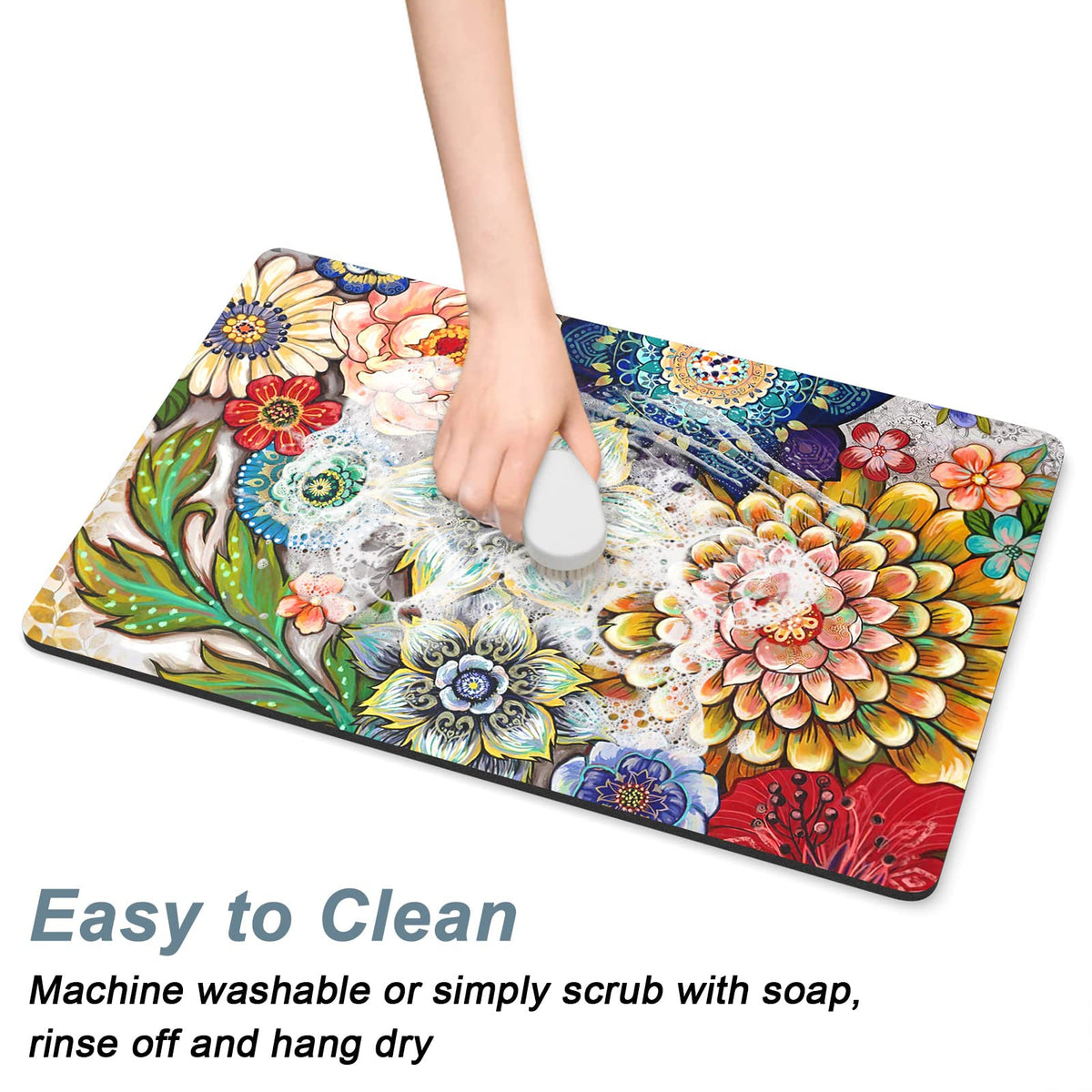Rnivvi Coffee Mat measures 16 by 24 inches to fit most counters.