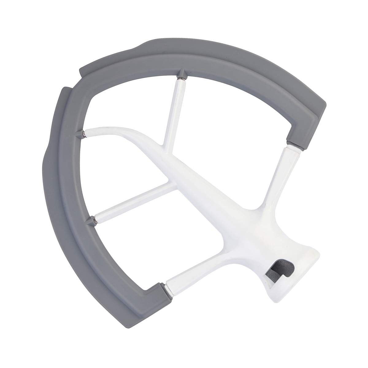 Roabertic flex edge beater with middle and side scraping for thorough mixing.
