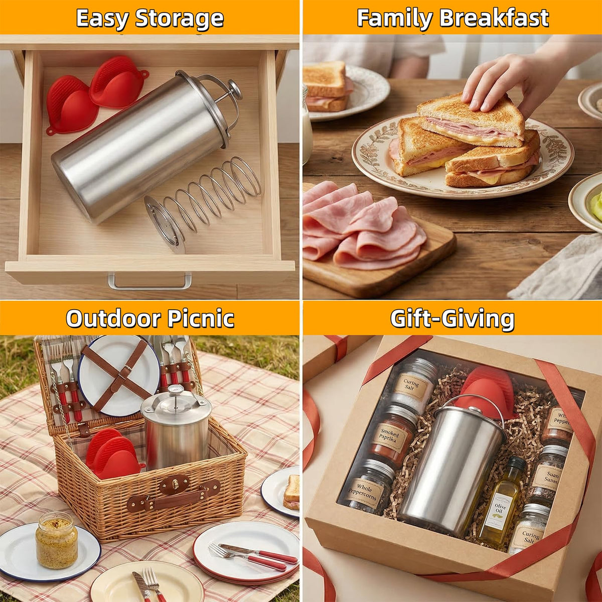 RoadAlchemist ham press-in-use shows portable setup ideal for quick sandwich prep.