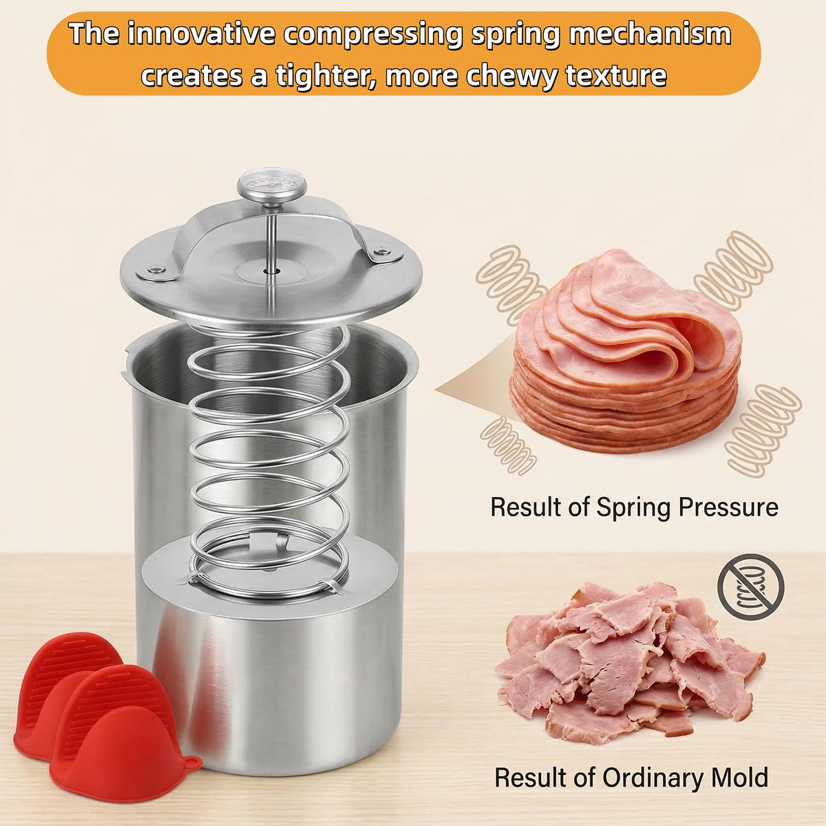 RoadAlchemist spring-loaded press demonstrates authentic texture in homemade deli slices.