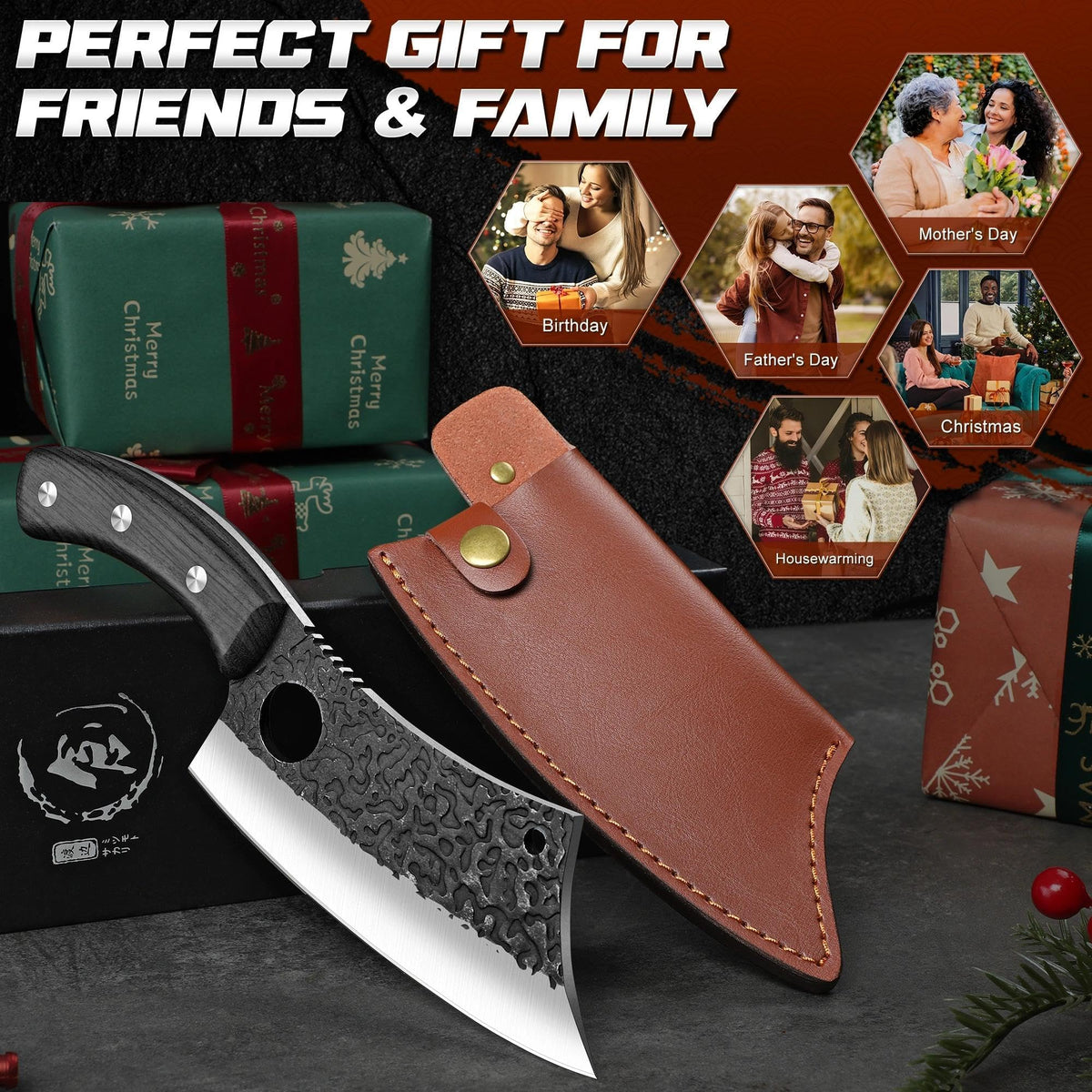 ROCOCO meat cleaver durable carbon steel for long lasting use.