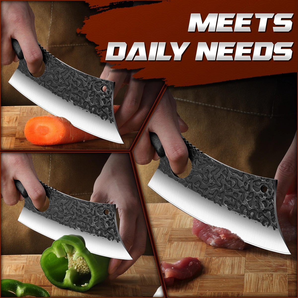 ROCOCO meat cleaver hanging hole design for easy storage.