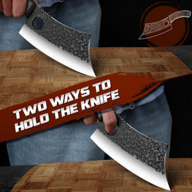 ROCOCO meat cleaver portable leather sheath for outdoor carry.