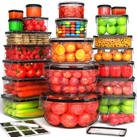 RockBerry 44pc storage containers with clear bodies for quick content checks.