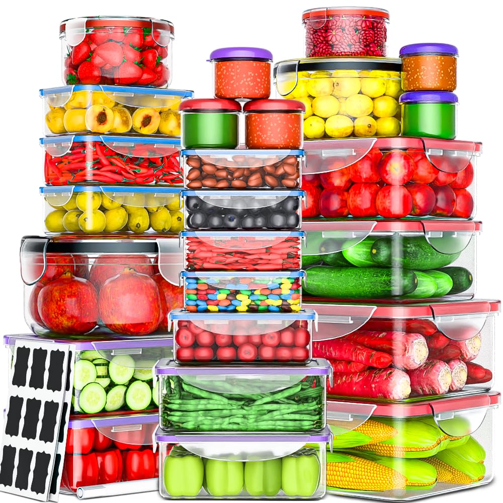 RockBerry 50pcs large containers with airtight lids for meal prep.