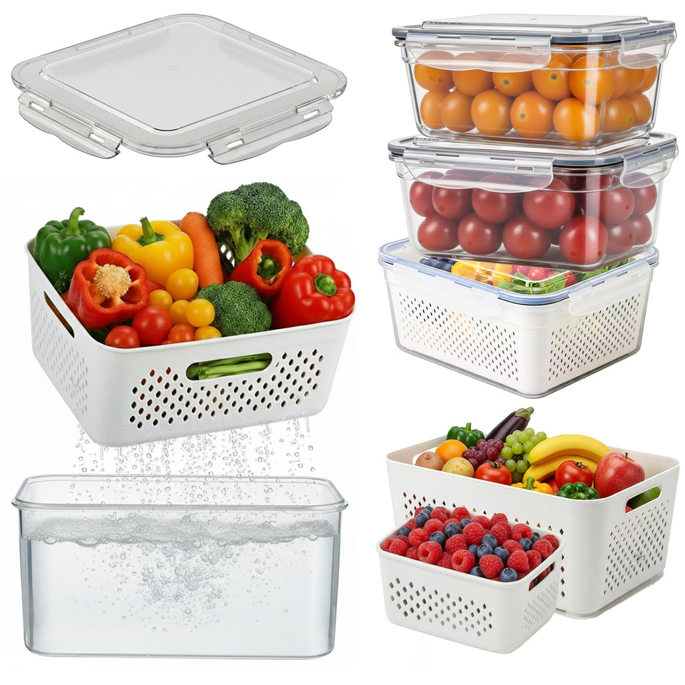 RockBerry 300ml container with removable colander for easy washing and draining.