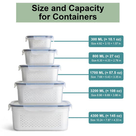 RockBerry 800ml container with colander for organized fruit and vegetable storage.