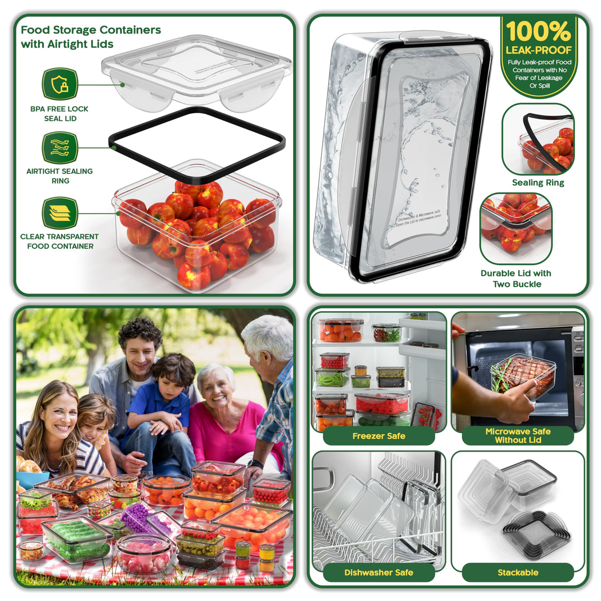RockBerry transparent container with lid enhances meal prep visibility and freshness.