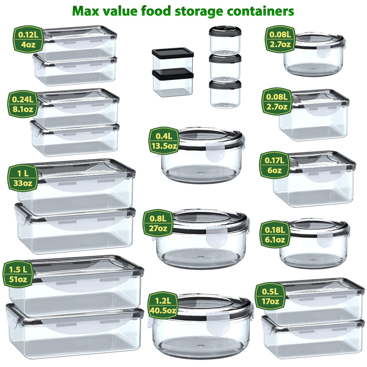 RockBerry airtight snap-lock lids keep contents secure and fresh.