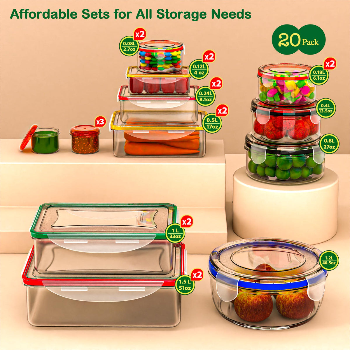 Crystal-clear RockBerry containers for quick pantry visibility