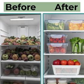 RockBerry stackable fridge containers save space and improve organization.