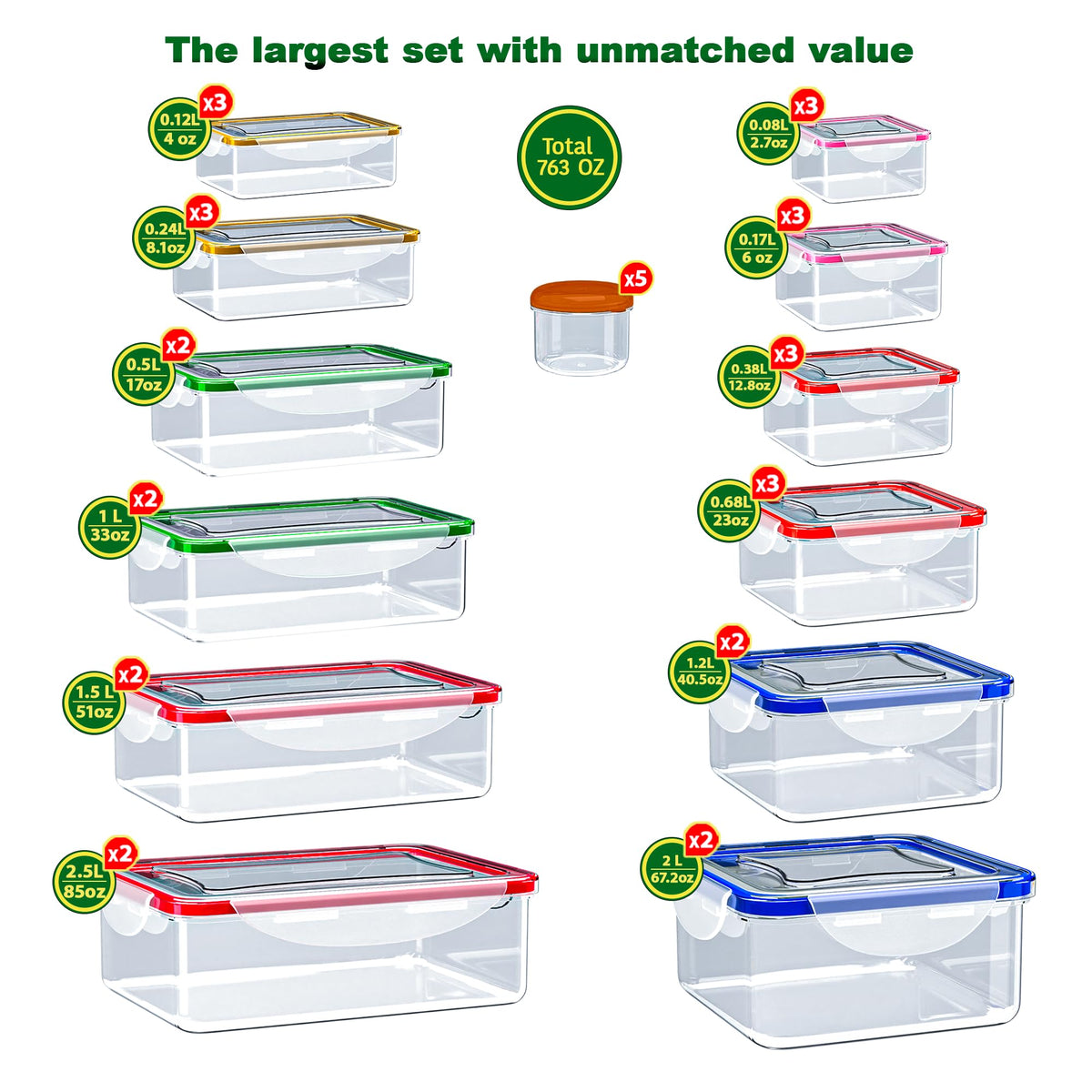 Rectangular containers in RockBerry set with varied capacities for meal prep efficiency