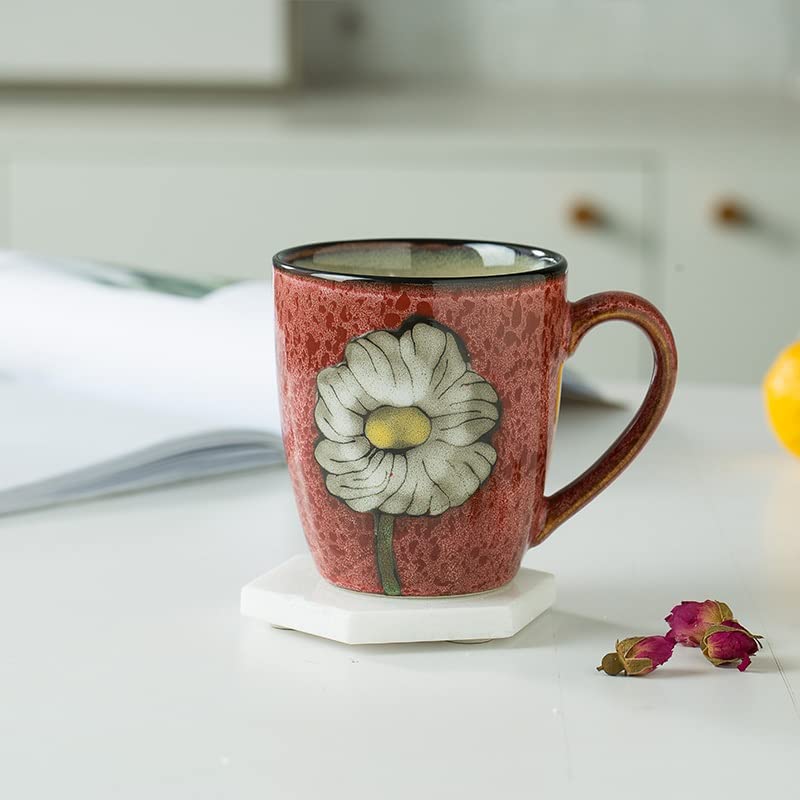 RockGoldBug green 12oz cappuccino mug with pattern, enhances daily rituals.